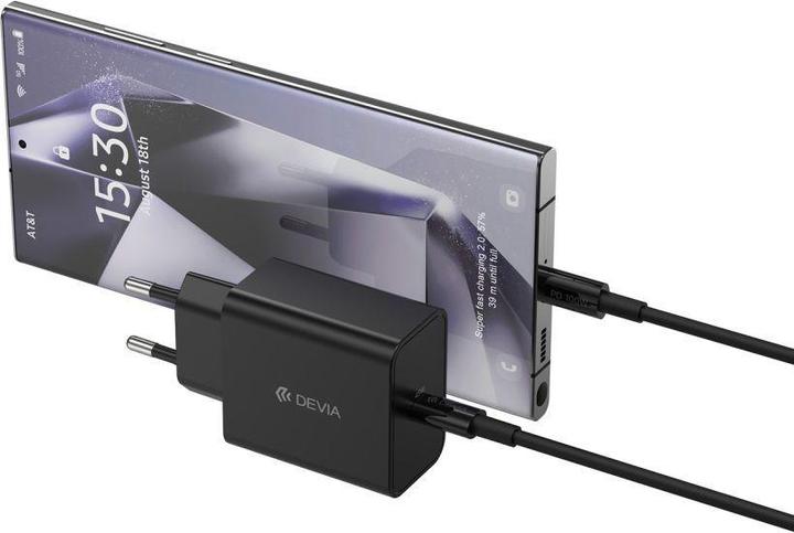 Actual product image Devia wall charger Rocket PD 45W 1x USB-C white + cable USB-C - USB-C (45 W, 1 portion)