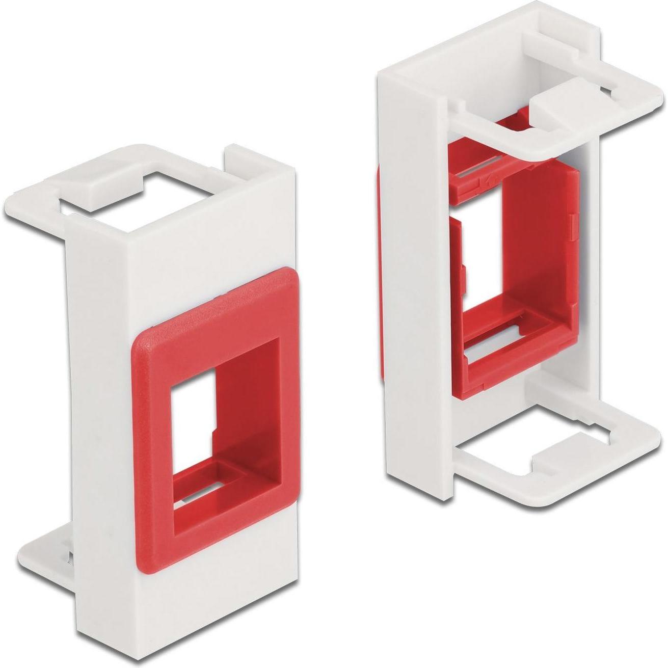 Delock Easy 45 Modul Keystone Halterung 22,5 x 45 mm, weiss / rot, Server Zubehör, Rot, Weiss