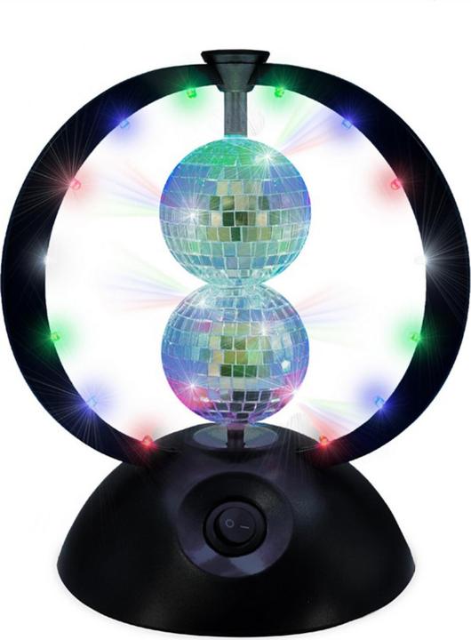 Music Legs Music - Rotating Double Mirror Balls with Multi Colour LEDs - Multi-color - 240 mm height, 8 cm diam (8 cm)