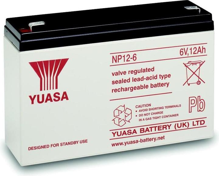 Produktbild Yuasa Akku NP12-6, mit Faston Steckkontakt 6,3mm breite (6 V, 12 Ah)