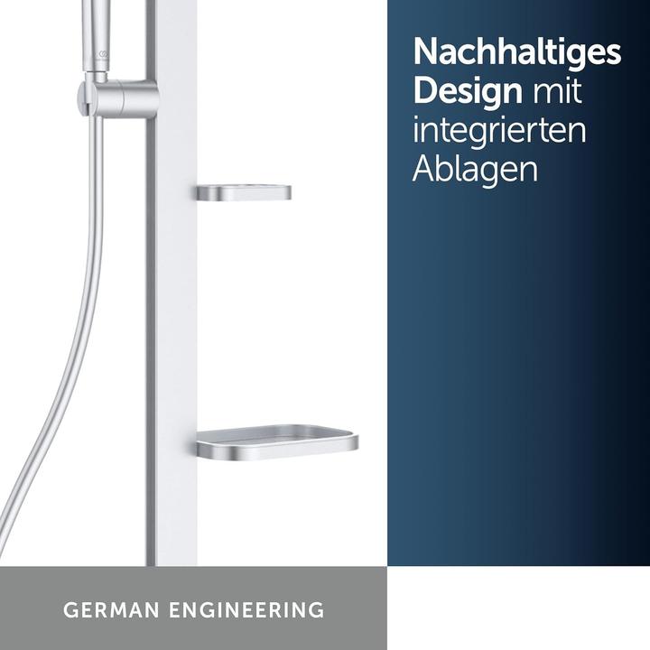 Produktbild Ideal Standard Duschsystem Alu+: Ceratherm Brausethermostat 2 Ablagen, 2F-Handbrause, 2F-Kopfbrause