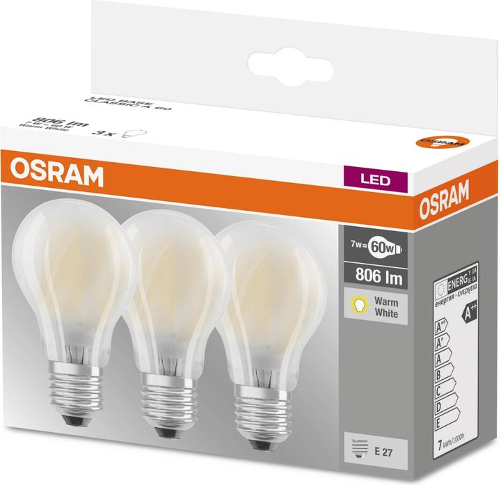 Immagine prodotto Osram Base LED Classsic A (E27, 7 W, 806 lm, 3 x, E)