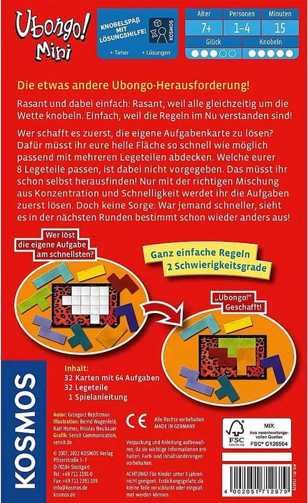 Actual product image Kosmos Ubongo Mini (German, 1 - 4 Players)