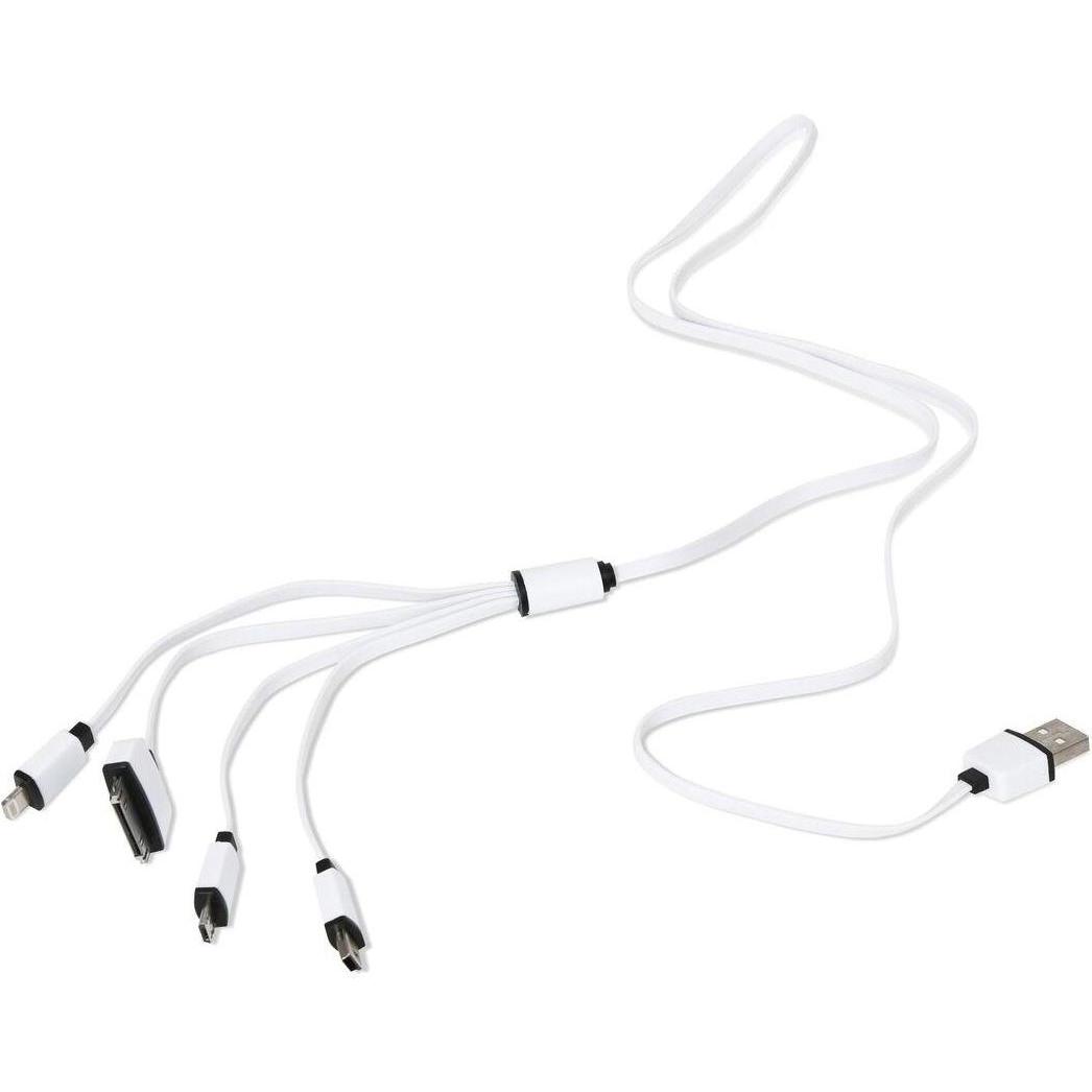 Thumbnail - Omega USB cable 4w1 microUSB, miniUSB, iPhone4, Apple 30pin, juoda-baltas (OUCK4WB) (1 m, USB 3.2 Gen 2, USB 3.1, USB 4....