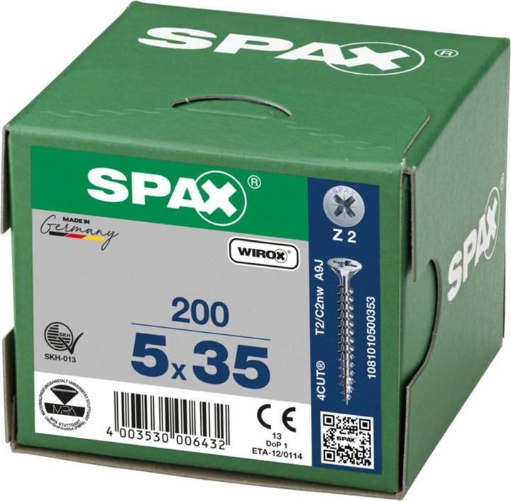 Produktbild Spax Senkmultikopf Kreuzschlitz Z2 Vollgewinde Wirox (200 Schrauben pro Stück)