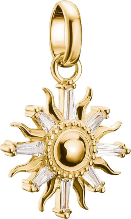 Thomas Sabo Charm-Anhänger Sonne mit Steinen Connect vergoldet (925 Sterling Silber, 18k Vergoldung)