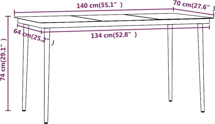 Produktbild vidaXL Garten Essgruppe (140 x 70 x 74 cm)