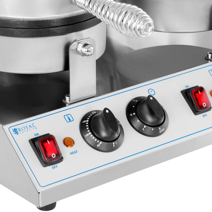 Produktbild Royal Catering Doppeltes Waffeleisen rund Waffelmaschine Profi Waffeleisen 2.600 W
