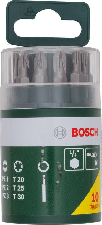Produktbild Bosch Zubehör Schrauberbit-Set, 10-teilig, inklusive Torx (Innensechskant, Kreuz Phillips PH, Kreuz Pozidriv PZ)