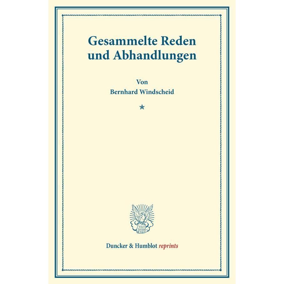 Gesammelte Reden und Abhandlungen., Fachbücher von Bernhard Windscheid