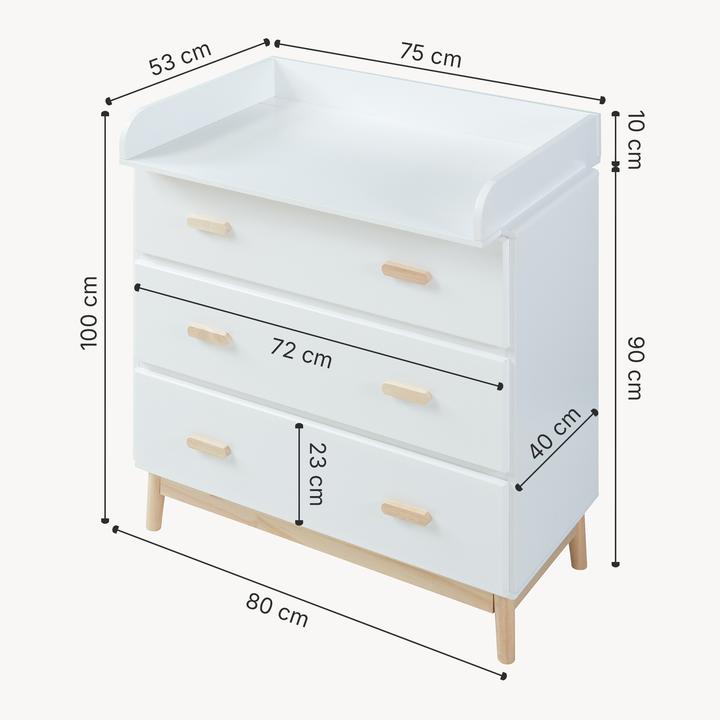 Actual product image En.Casa Wickelkommode Sarievn mit Wickelauflage 100x80x53 cm Weiss