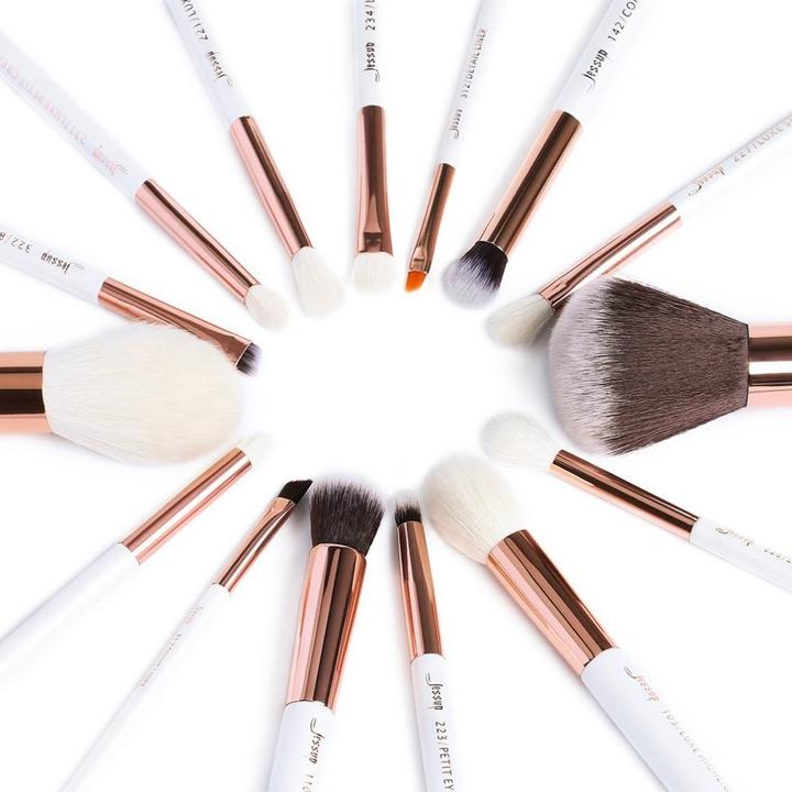 Immagine prodotto NoName Set di pennelli professionali per il trucco 15 pezzi bianco perla/oro rosa (Set)