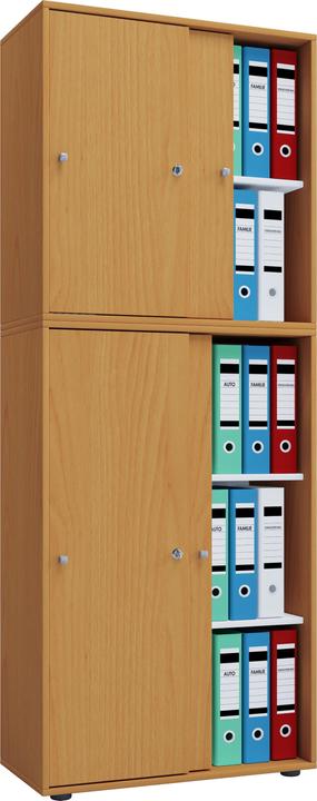 Actual product image VCM Wooden Office Cabinet File Shelf Lona 5 compartments sliding doors (70 x 40 x 184 cm)