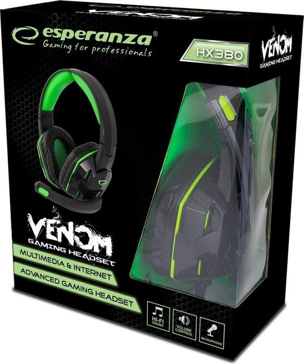 Actual product image Esperanza EGH380 Head-band Black Green (Cable)