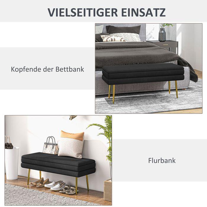 Actual product image Swisshandel24 Sitzbank Polsterbank, mit Stauraum, Stahl, 100 cm x 37,5 cm x 42 cm, Schwarz (100 cm)
