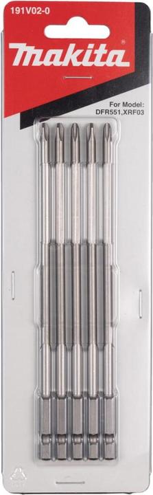 Actual product image Makita Long bit PH2x155mm 5 pieces 191V02-0 Bit set 5pcs. (Phillips PH2)