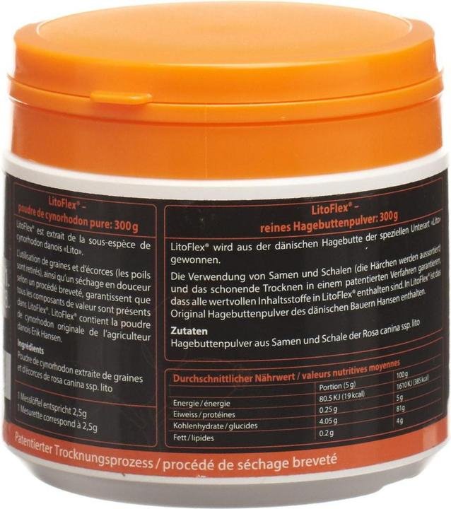 Valeurs nutritives et ingrédients LitoFlex poudre d'églantier (1 pièce(s), Poudre, 300 g)