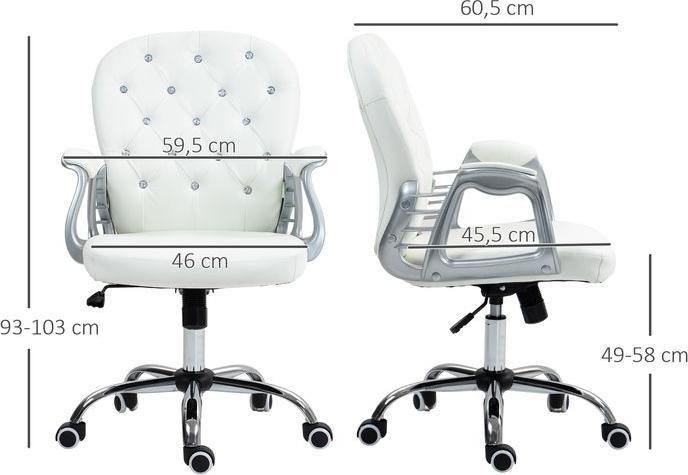 Image du produit Swisshandel24 Bürostuhl, Ergonomisch Schreibtischstuhl mit Armlehne, Gepolsterter Rückenlehne Weiss (49 - 58 cm)