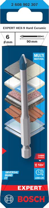 Produktbild Bosch Professional Zubehör EXPERT HEX-9 Hard Ceramic Bohrer, 6x90 mm (6,0 Millimeter)