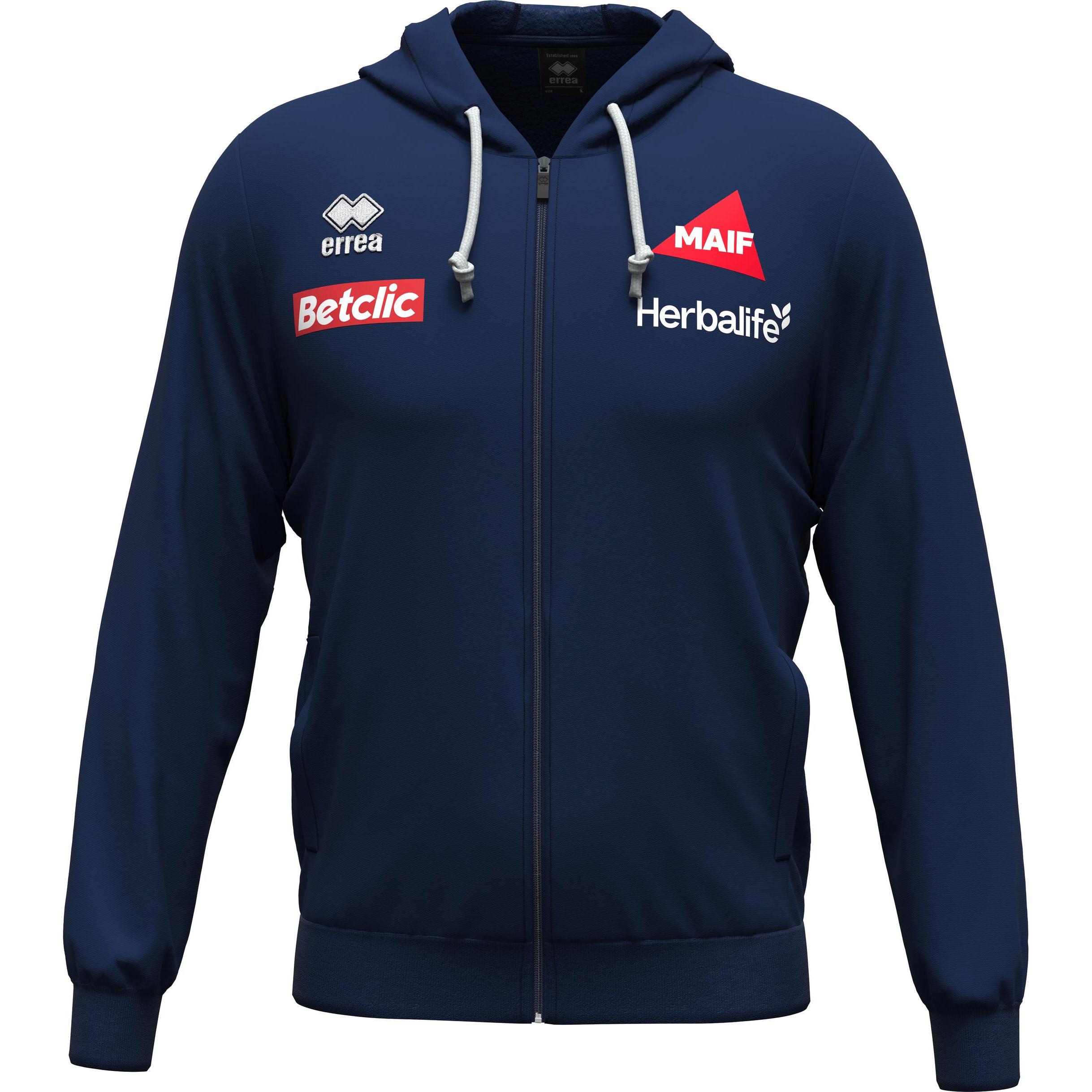 Errea, Herren, Pullover, kapuzensweatshirt france wire 3.0 2024/25, Blau, (M)