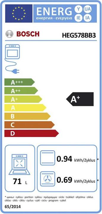 Etichetta energetica Bosch Hausgeräte HEG578BB3 & NKN645GA2E Herdset 230V