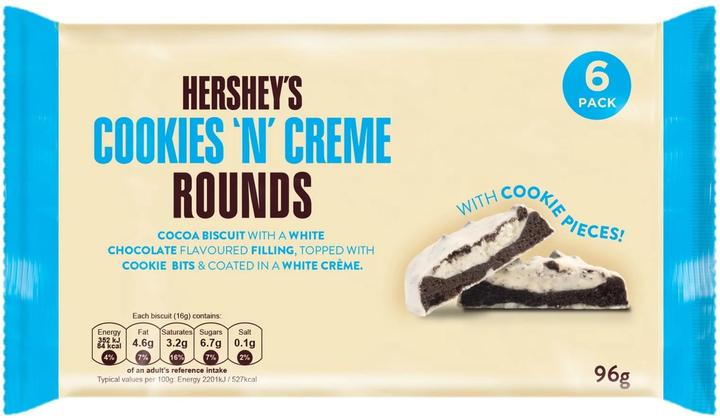 Produktbild Hershey's Guetzli Cookies'n'Creme Rounds 96 g (6 Stk., 96 g)