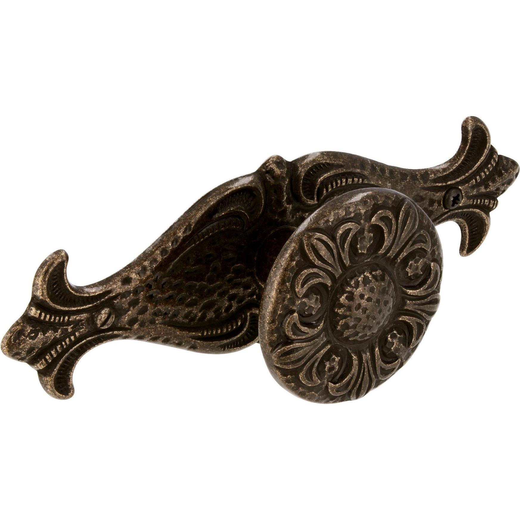 Siro Knopf Faial mit Platte Breite 95 mm, Tiefe 24 mm, ZN altmessing brüniert (218114)