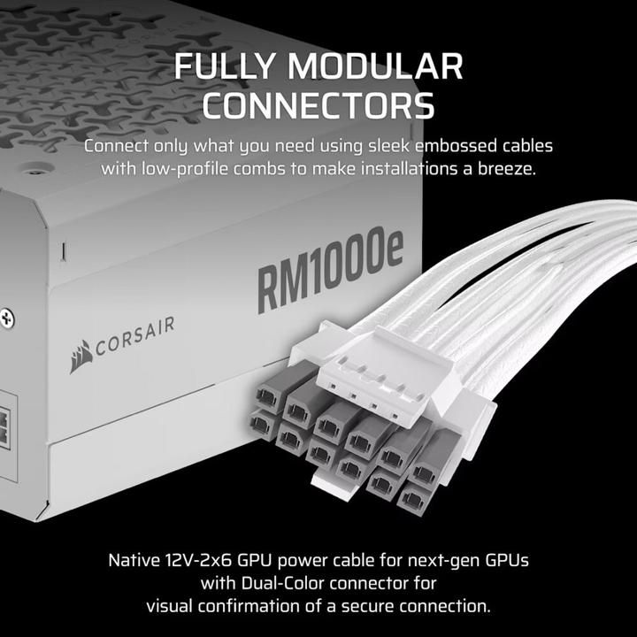 Image du produit Corsair PSU RMe White 1000W 80+Gold FM ATX3.1 2025 (1000 W)