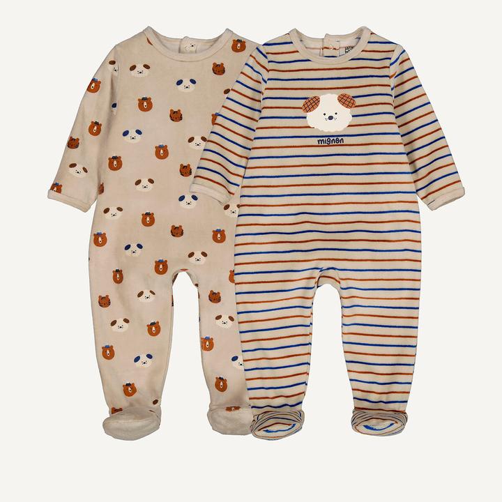 Produktbild La Redoute Collections 2er-Set einteiliger Schlafanzug aus Samt (80, 86)