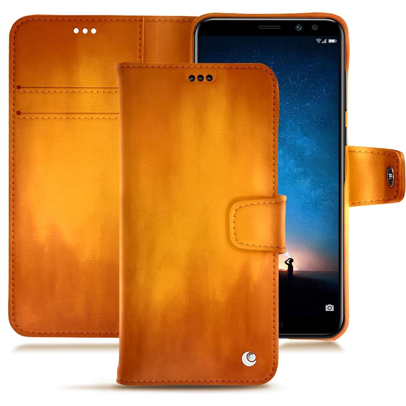 Noreve Lederschutzhülle Wallet (Huawei Mate 10 Lite), Smartphone Hülle, Orange