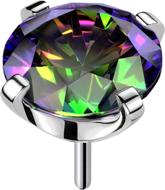 Image du produit Star Piercing Threadless argent avec cristal serti multicolore foncé (Titane, sans laiton)