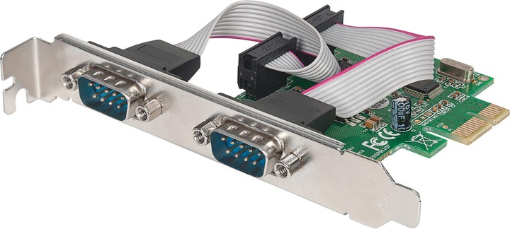 Actual product image Manhattan PCI-Express card, 2x DB9 ports