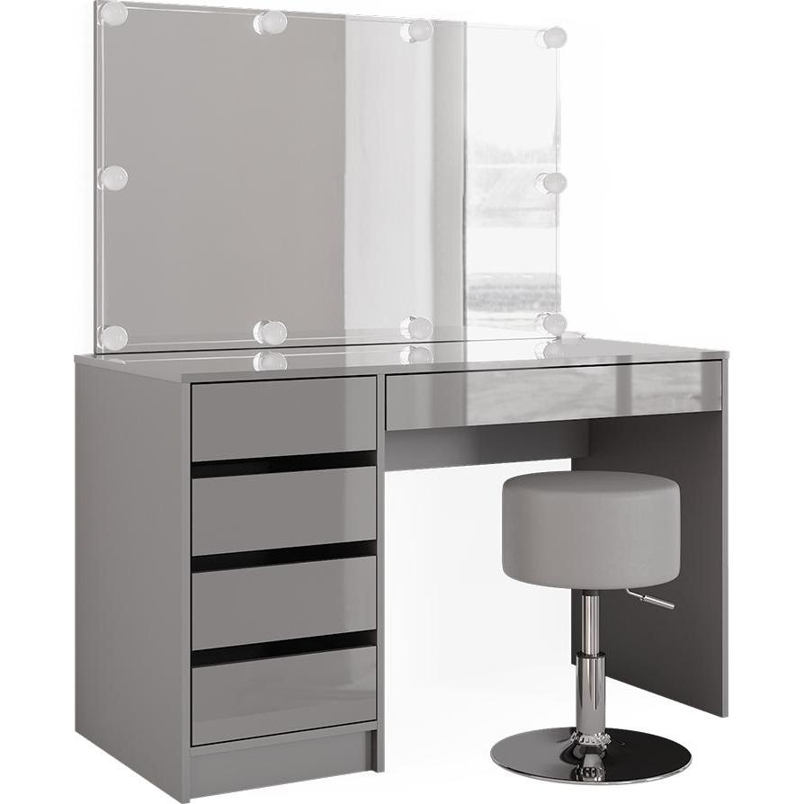 Vicco, Schminktisch, Sherry mit Hocker und Beleuchtung (55 x 75 x 120 cm)