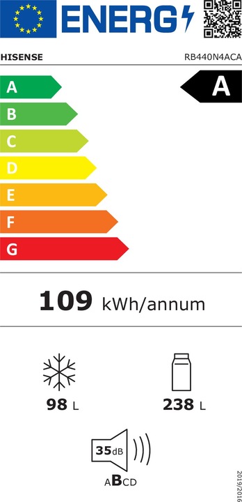 Energy Label Hisense RB440N4ACA (336 l)