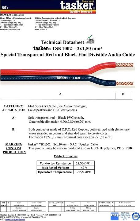 Actual product image Tasker Audio Cable, black/red,100m, PVC, 4.7x9.8mm (100 m)