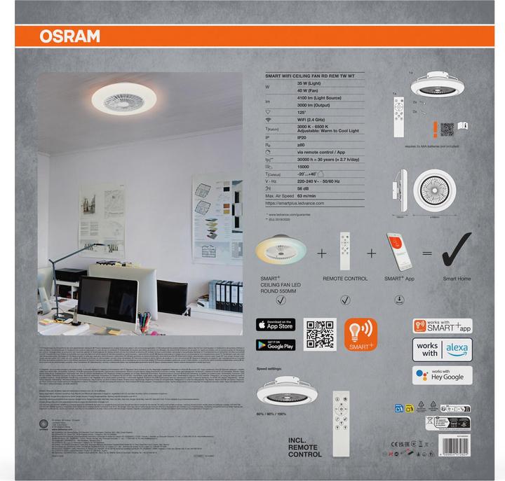 Produktbild Osram Smart+ wifi ceiling fan Round 550mm + RC