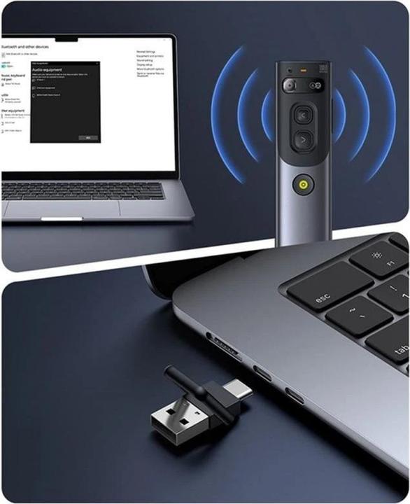 Productafbeelding Baseus Oranje puntlaseraanwijzer met AI en automatische vertaling - grijs (met batterij)