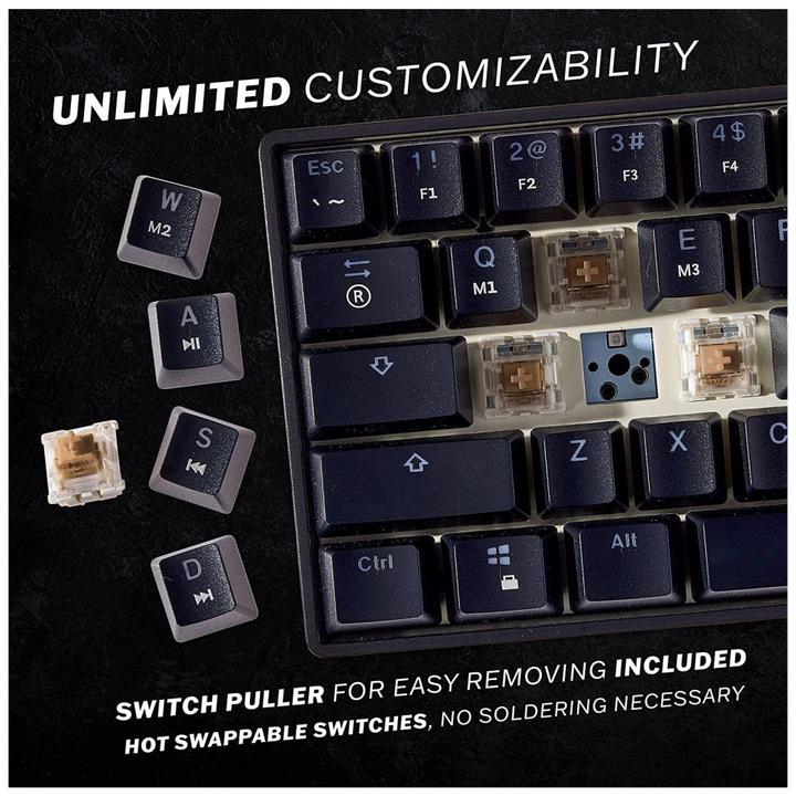 Productafbeelding HK Gaming GK61 US zwart/blauw (NL, Bedraad)