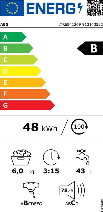 Energie-Label AEG LTR6E41269 (6 kg, Oben)