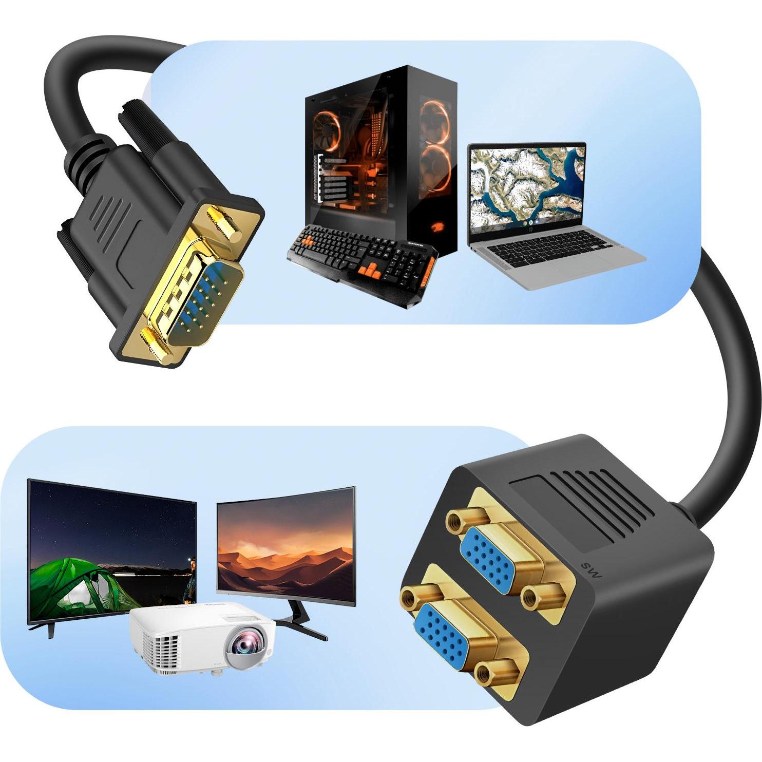 Thumbnail - LinQ VGA / Dual-VGA Videoadapter (VGA), Data + Video Adapter, Schwarz
