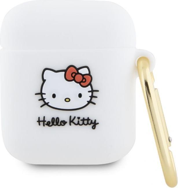 Produktbild Hello Kitty HKA23DKHSH Airpods 1/2 cover biały/white Silicone 3D Kitty Head (Kopfhörer Hülle)