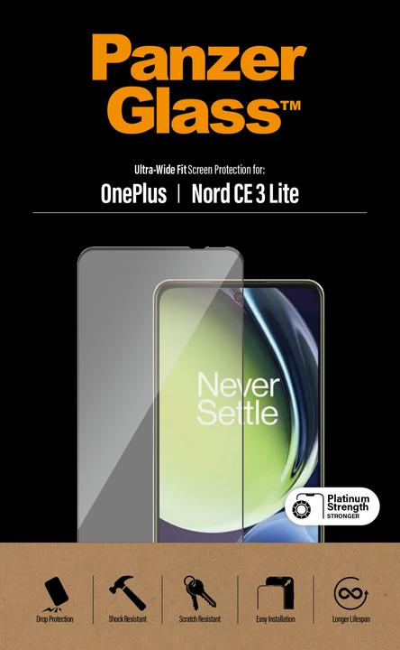 Actual product image PanzerGlass Tempered Glass Edge To Edge Screen Protector OnePlus Nord Ce 3 Lite (1 Piece, OnePlus North CE 3 Lite)