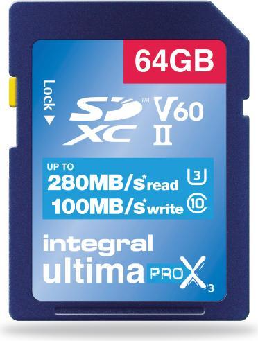 64GB ULTIMAPRO X3 UHS-II V60 Professional Grade SD Card Up to 280MB/s Read & 100MB/s Write (64 GB, SDXC, U3, UHS-II)