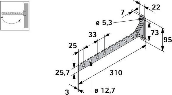 Produktbild Hettich Kleiderlfter zum Einklappen, 310 mm, wei, 1 Stck