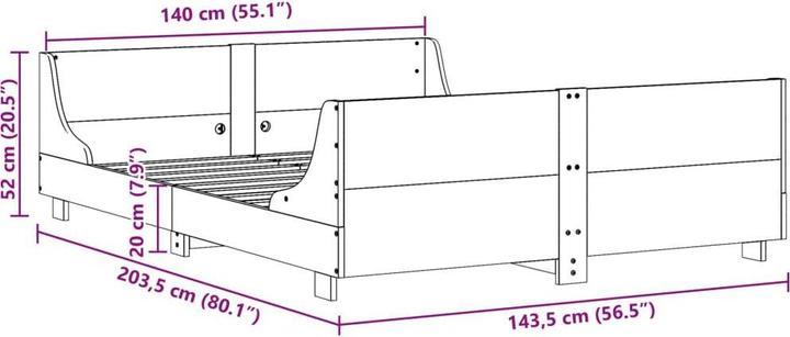 Actual product image vidaXL Bettrahmen (140 x 200 cm)