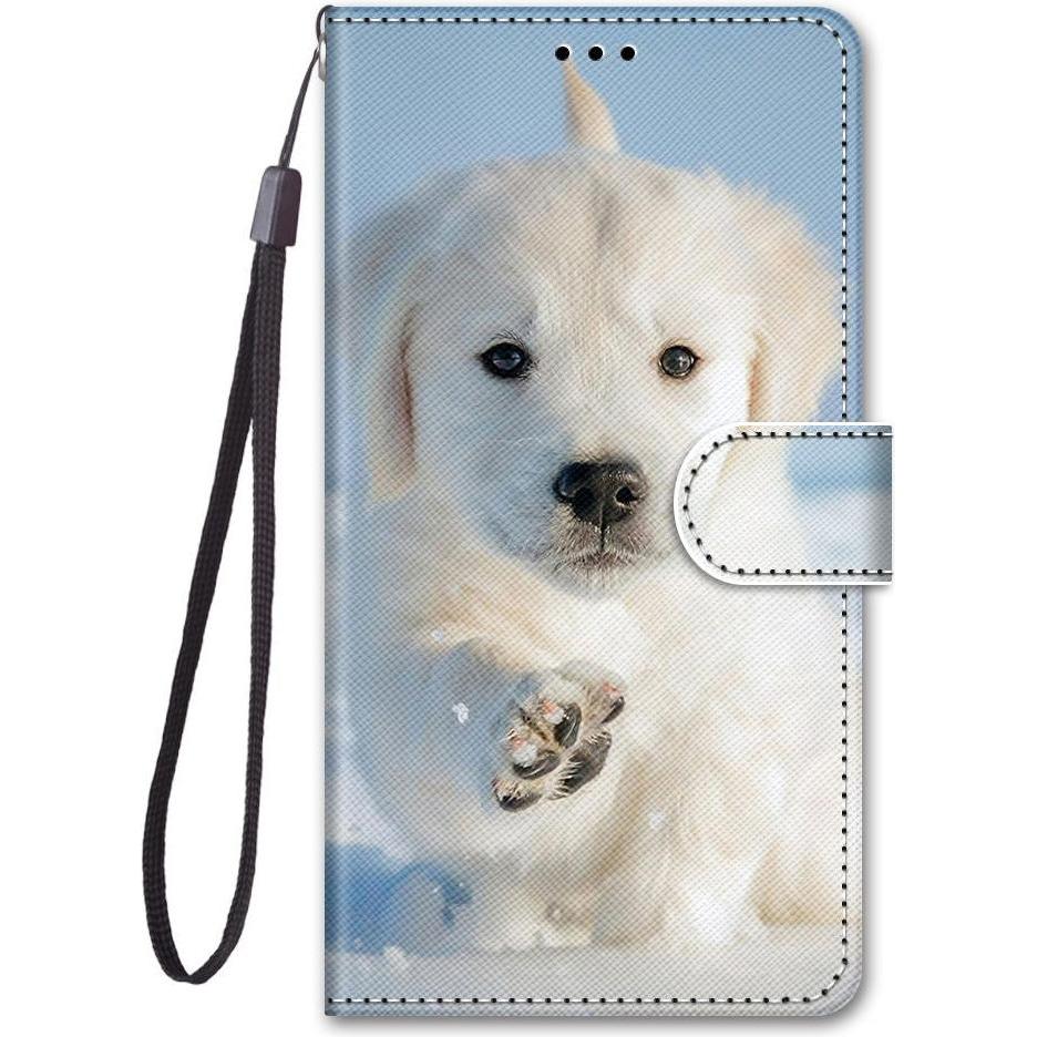 Cover-Discount Galaxy S21 - Leder Hülle Hund (Samsung Galaxy S21), Smartphone Hülle, Mehrfarbig