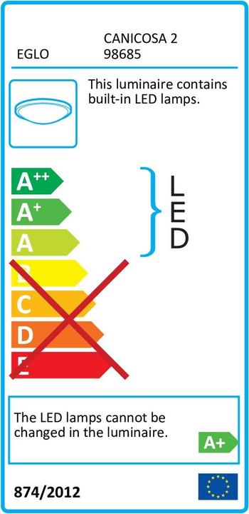 Energie-Label EGLO Deckenleuchte CANICOSA 2 LED, Schwarz (4600 lm)