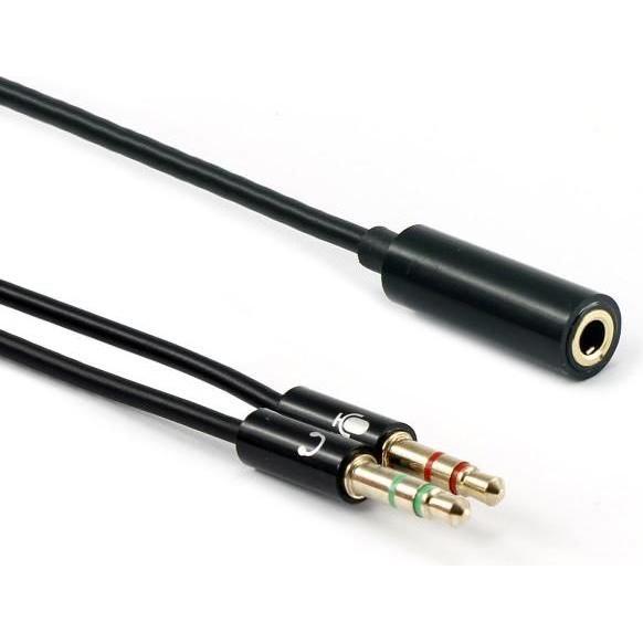 Sbox 3.5mm F. 4Pin - 2 X 3.5mm M. 3Pin 0.2m 35F-2X35M (0.20 m), Audio Kabel