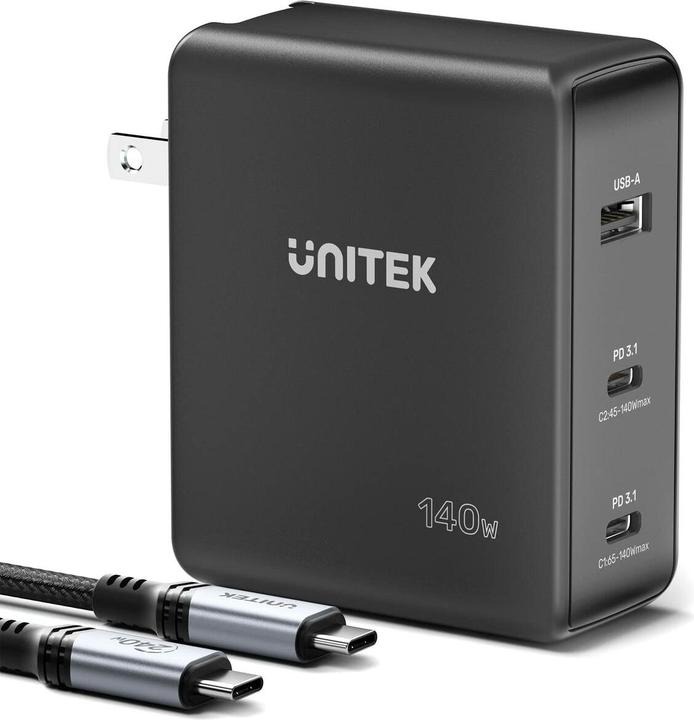 Actual product image Unitek ŁADOWARKA GAN 2X USB-C USB-A 140W (140 W)