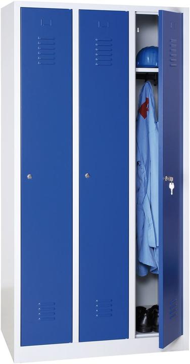 Actual product image Gürkan Locker light grey, gentian blue 105420, 3 lockers 118.5 x 50.0 x 180.0 cm (118.50 cm, 180 cm)